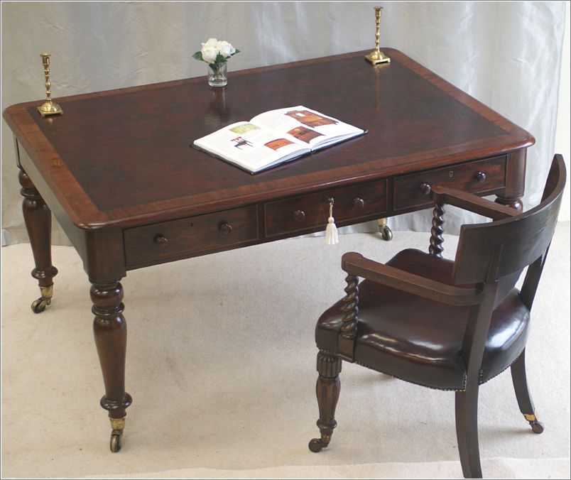 3040 Antique William IV Mahogany Library Table